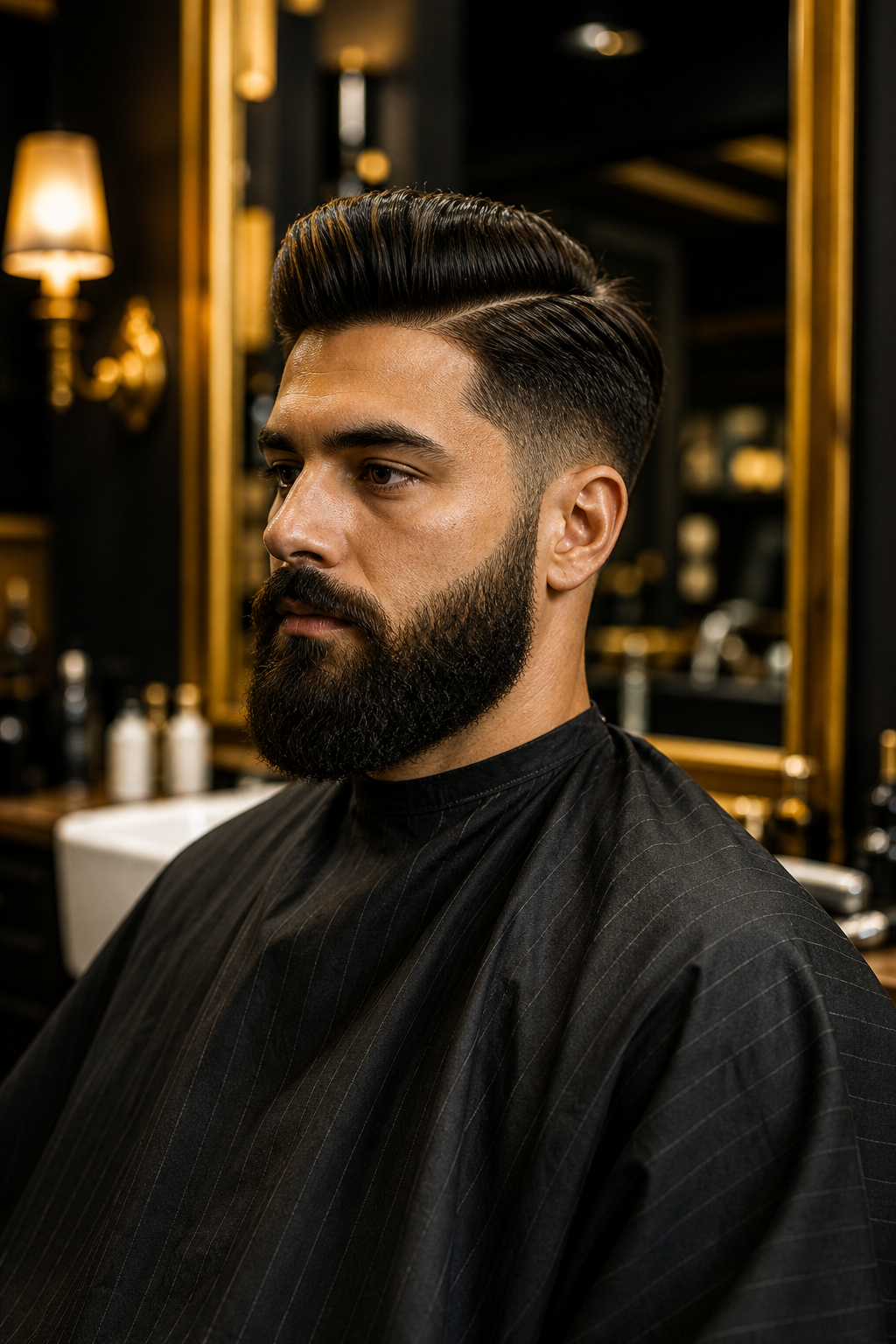 Cliente com corte fade e barba